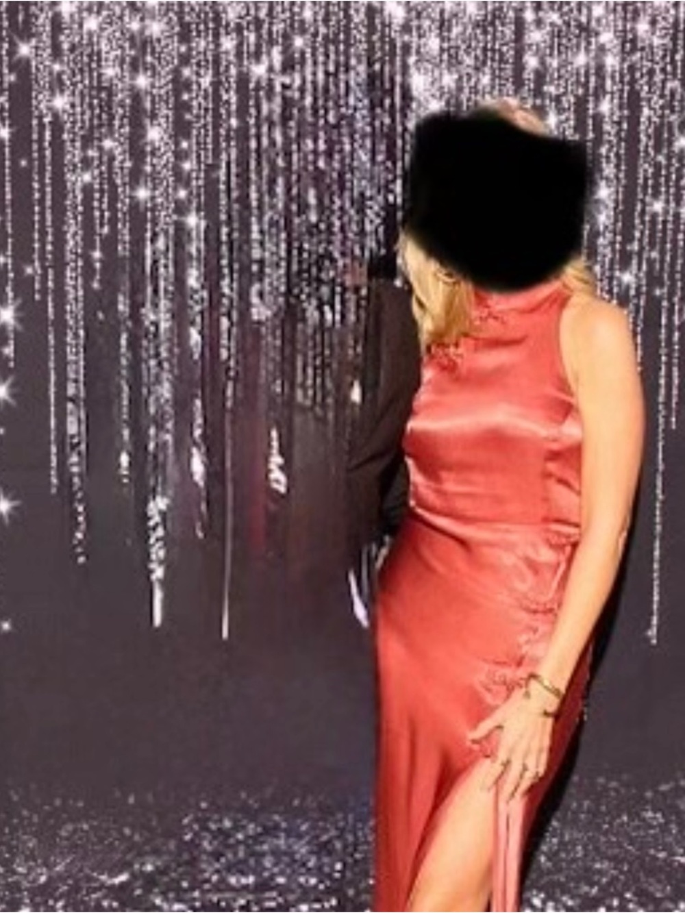 Elegant Terracotta Satin High Neck Sleeveless Gown. - Picture 9 of 9